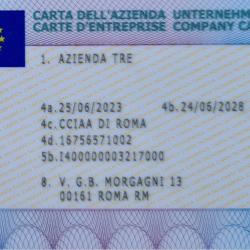 Esempio fronte carta azienda G2V2